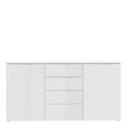 Sienna Wide Chest of 4 Drawers and 2 Doors in White/White High Gloss – image 2