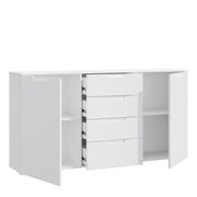 Sienna Wide Chest of 4 Drawers and 2 Doors in White/White High Gloss – image 3