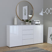 Sienna Wide Chest of 4 Drawers and 2 Doors in White/White High Gloss – image 5