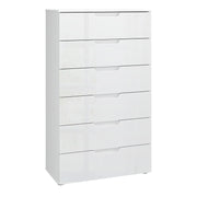 Sienna Chest of 6 Drawers in White/White High Gloss – image 1