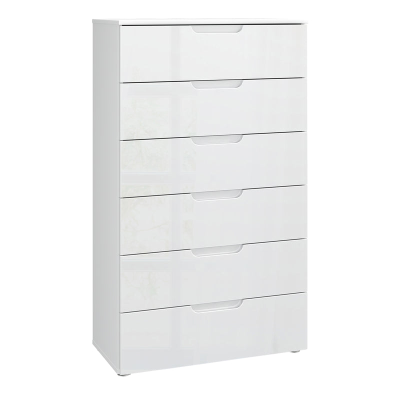 Sienna Chest of 6 Drawers in White/White High Gloss – image 1