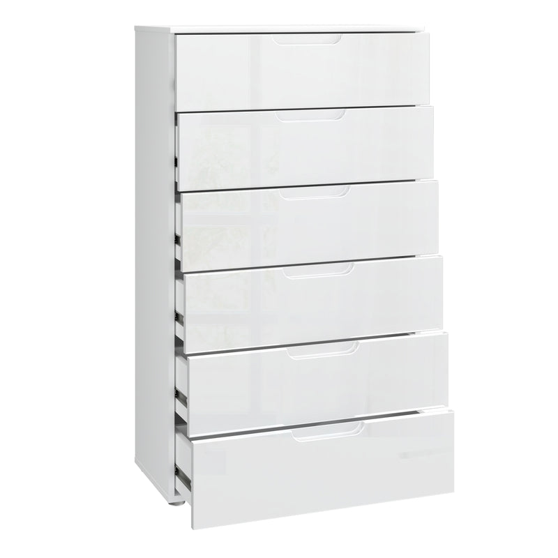 Sienna Chest of 6 Drawers in White/White High Gloss – image 3