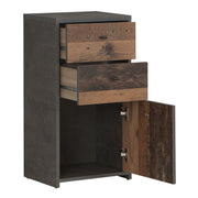 Best Chest Storage Cabinet 2 Drawers 1 Door in Artisan – Grey & Rustic – image 3