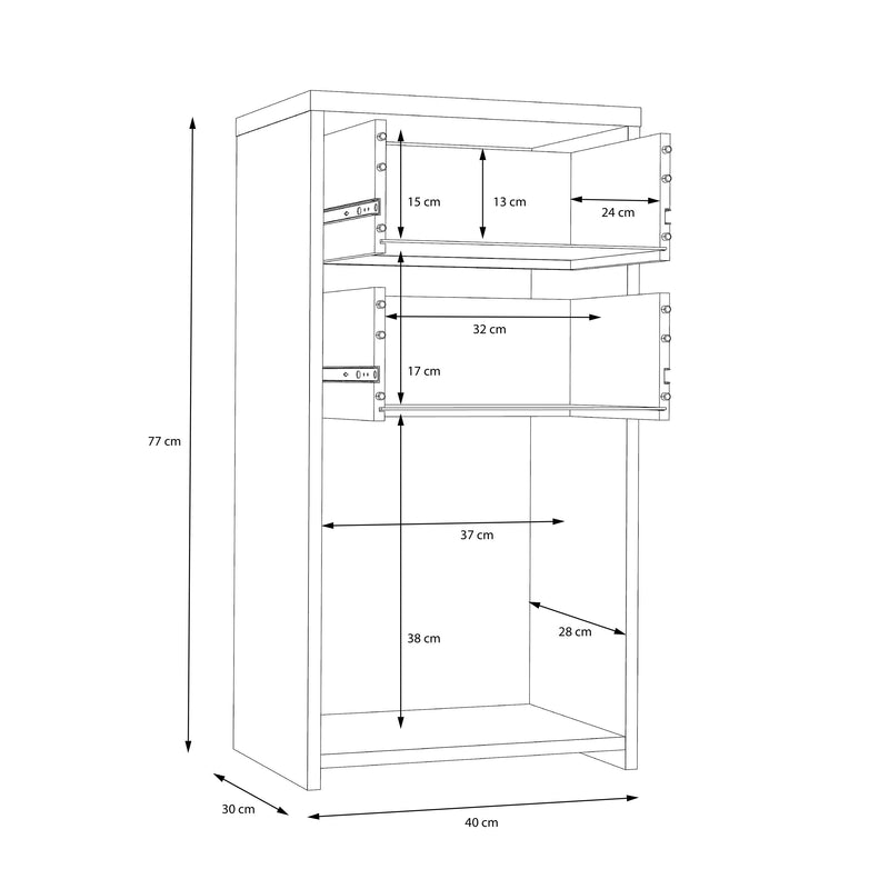 Best Chest Storage Cabinet 2 Drawers 1 Door in Artisan – Grey & Rustic – image 7