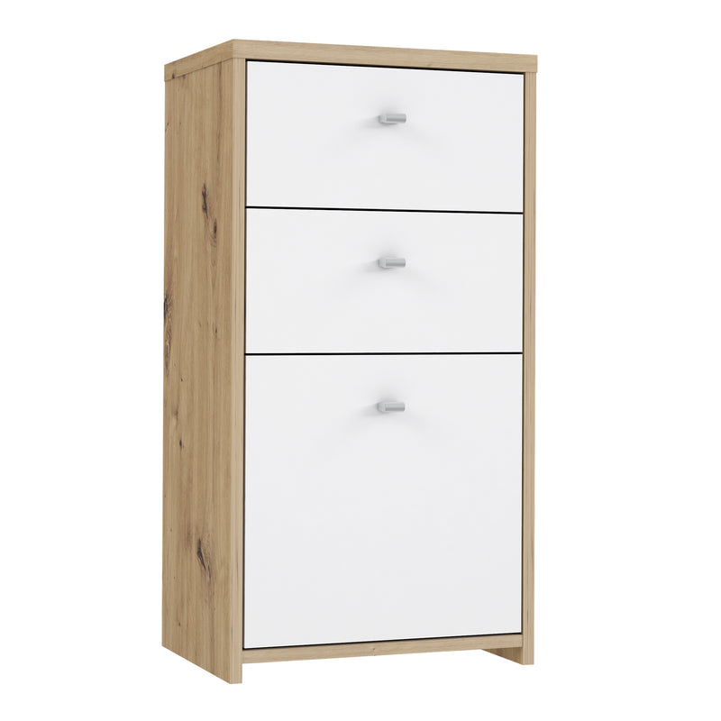 Best Chest Storage Cabinet 2 Drawers 1 Door in Artisan – Oak & White – image 1
