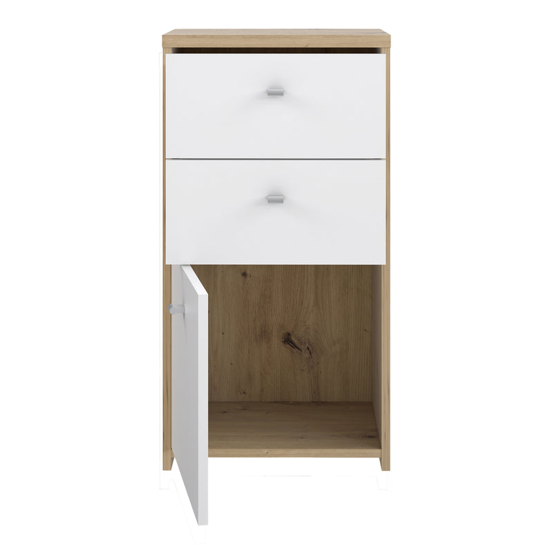 Best Chest Storage Cabinet 2 Drawers 1 Door in Artisan – Oak & White – image 6