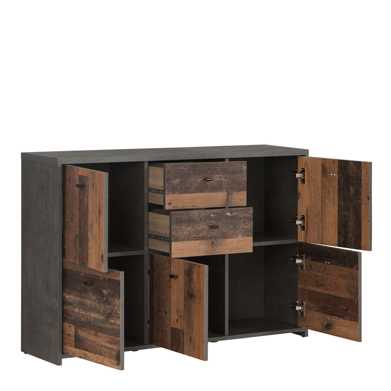 Best Chest Storage Cabinet with 2 Drawers and 5 Doors in Artisan – Grey & Rustic – image 3