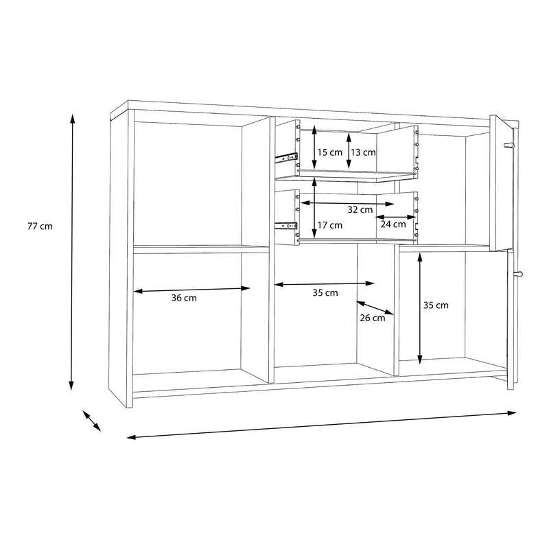 Best Chest Storage Cabinet with 2 Drawers and 5 Doors in Artisan – Grey & Rustic – image 7