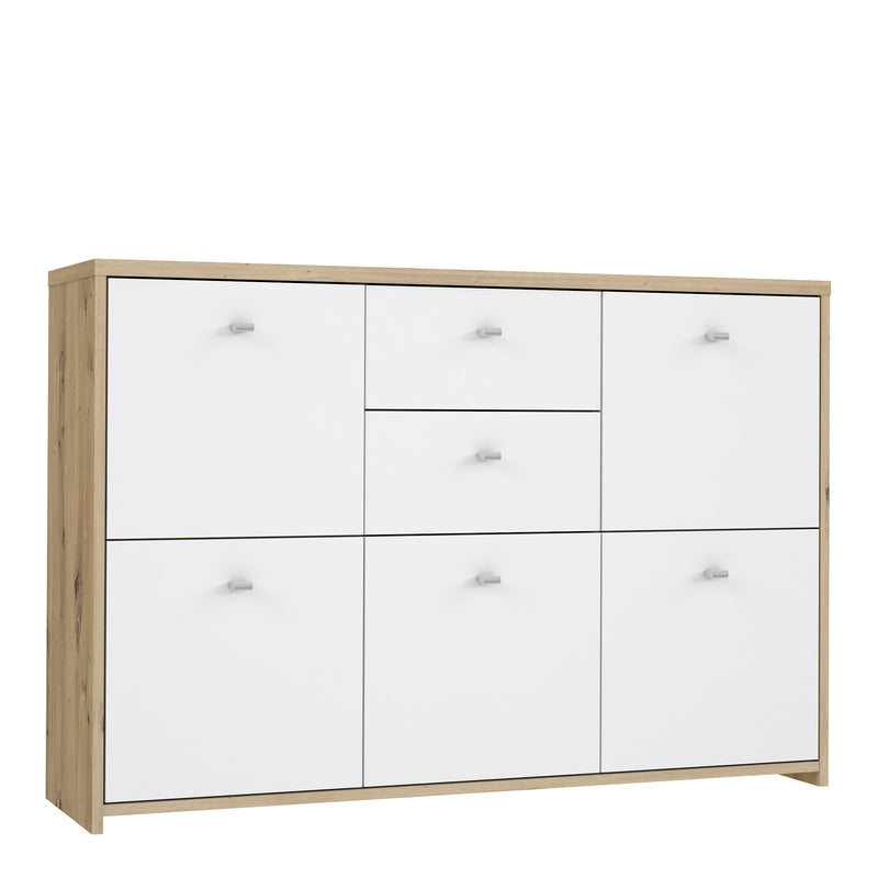 Best Chest Storage Cabinet with 2 Drawers and 5 Doors in Artisan – Oak & White – image 1