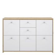 Best Chest Storage Cabinet with 2 Drawers and 5 Doors in Artisan – Oak & White – image 2