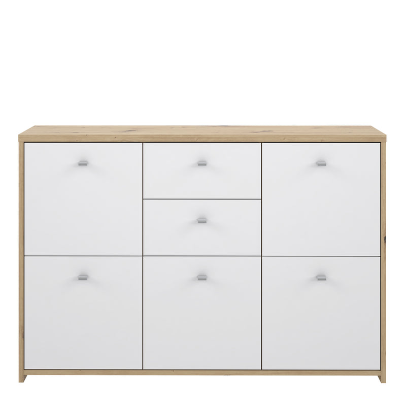 Best Chest Storage Cabinet with 2 Drawers and 5 Doors in Artisan – Oak & White – image 2