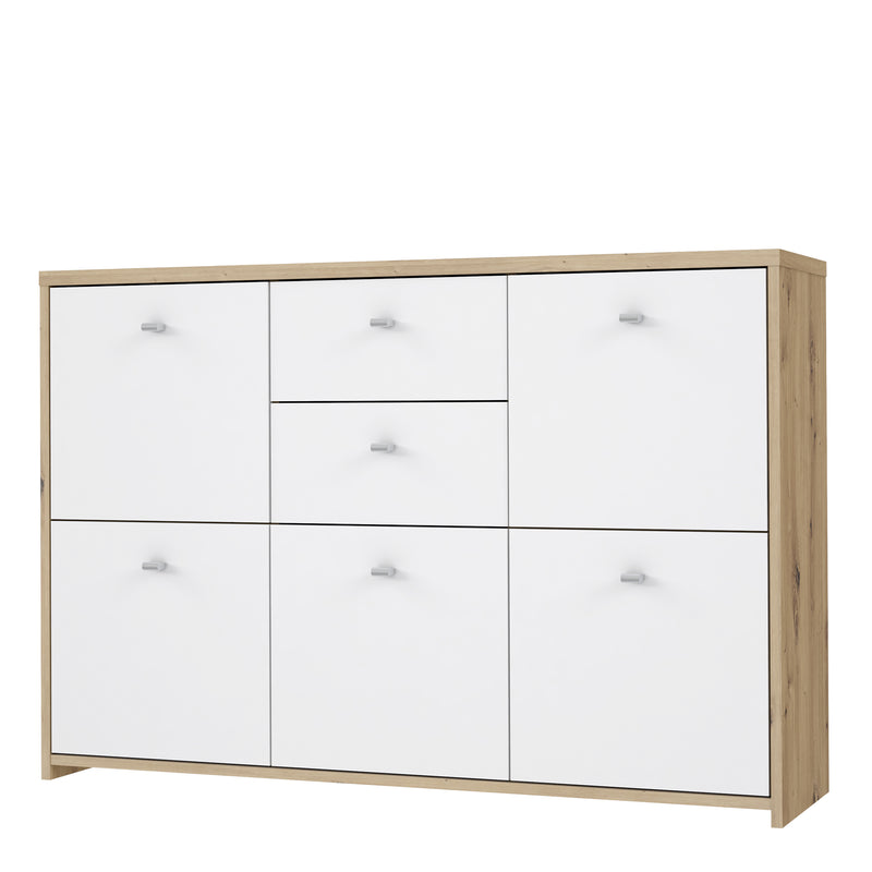 Best Chest Storage Cabinet with 2 Drawers and 5 Doors in Artisan – Oak & White – image 3