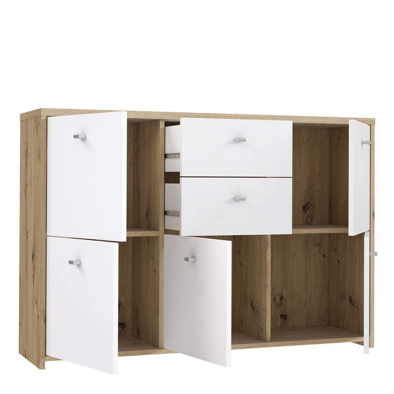 Best Chest Storage Cabinet with 2 Drawers and 5 Doors in Artisan – Oak & White – image 5