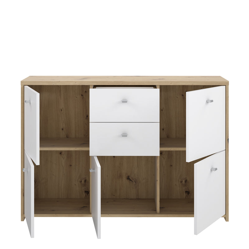 Best Chest Storage Cabinet with 2 Drawers and 5 Doors in Artisan – Oak & White – image 6
