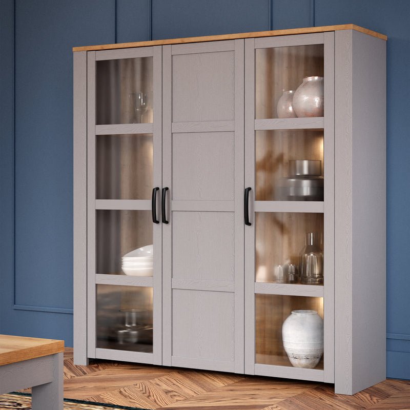 Bohol Large Display Cabinet inc. 4x LED Lights – Grey – image 5