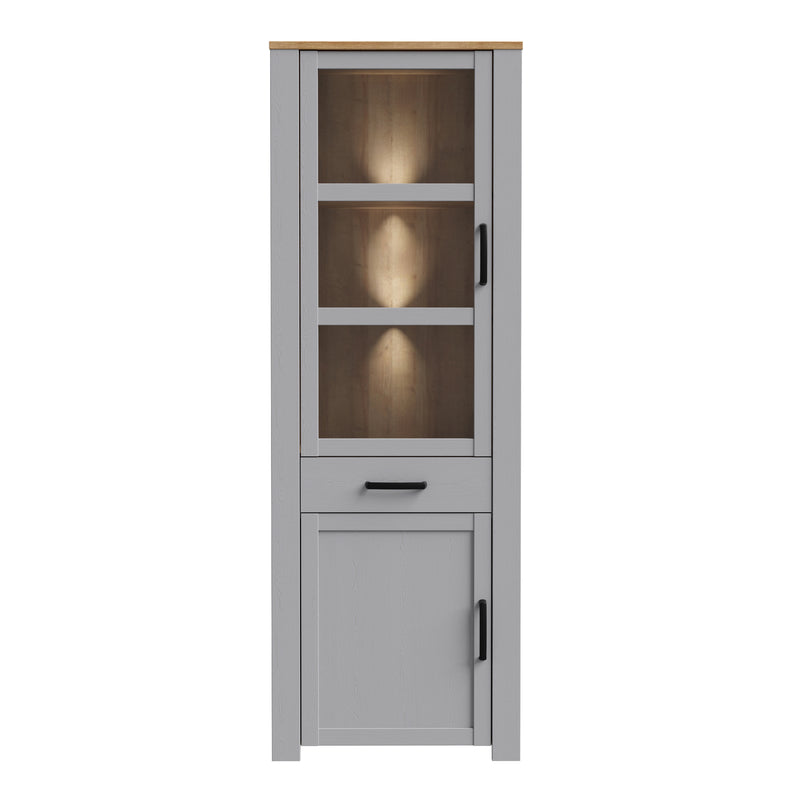 Bohol Narrow Display Cabinet inc. 2x LED Lights – Grey – image 2