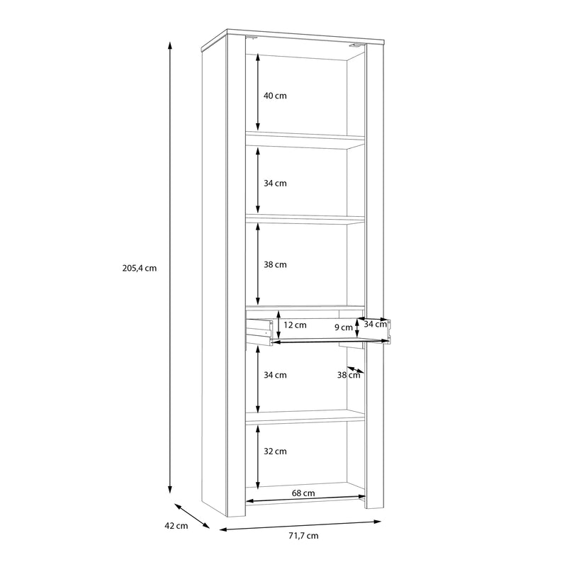 Bohol Narrow Display Cabinet inc. 2x LED Lights – Grey – image 8
