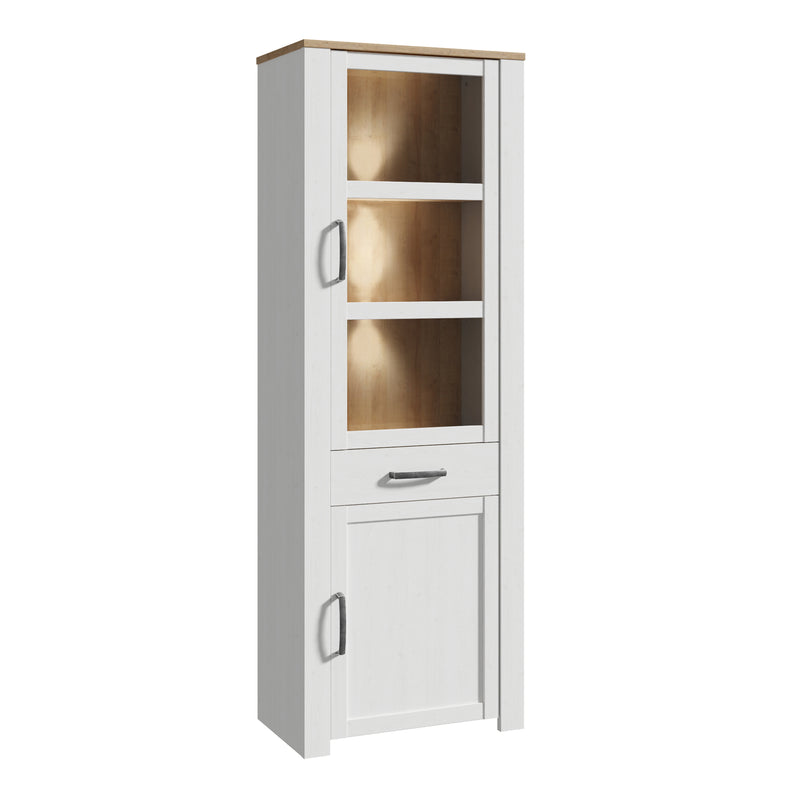 Bohol Narrow Display Cabinet inc. 2x LED Lights – White – image 1