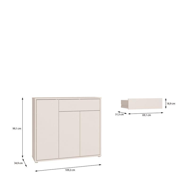 Alice Springs Sideboard with 3 Doors Push-to-Open & 1 Drawer Push-to-Open in Sand – image 9