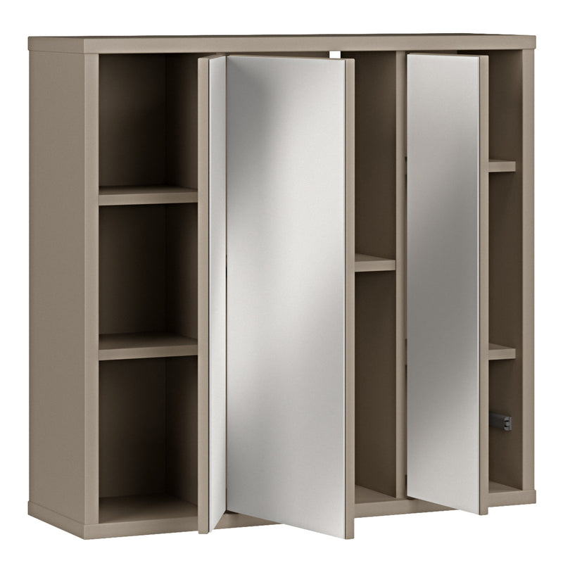 Alice Springs Hanging Mirror Cupboard with 3 Doors Push-to-Open in Taupe – image 5