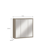 Alice Springs Hanging Mirror Cupboard with 3 Doors Push-to-Open in Taupe – image 9