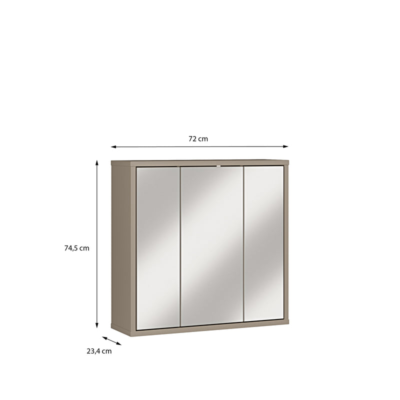 Alice Springs Hanging Mirror Cupboard with 3 Doors Push-to-Open in Taupe – image 9