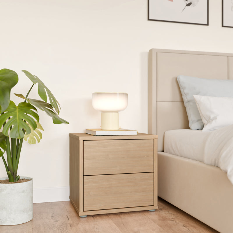 Alice Springs Low Bedside Cabinet with 2 Drawers Push-to-Open in Elegancia Oak – image 6
