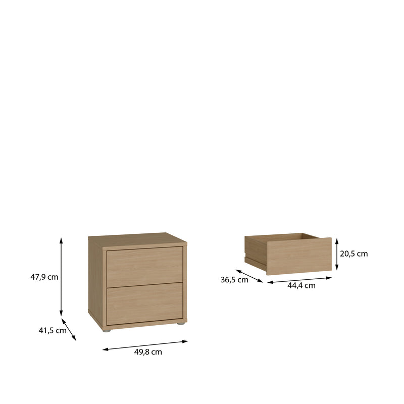 Alice Springs Low Bedside Cabinet with 2 Drawers Push-to-Open in Elegancia Oak – image 8