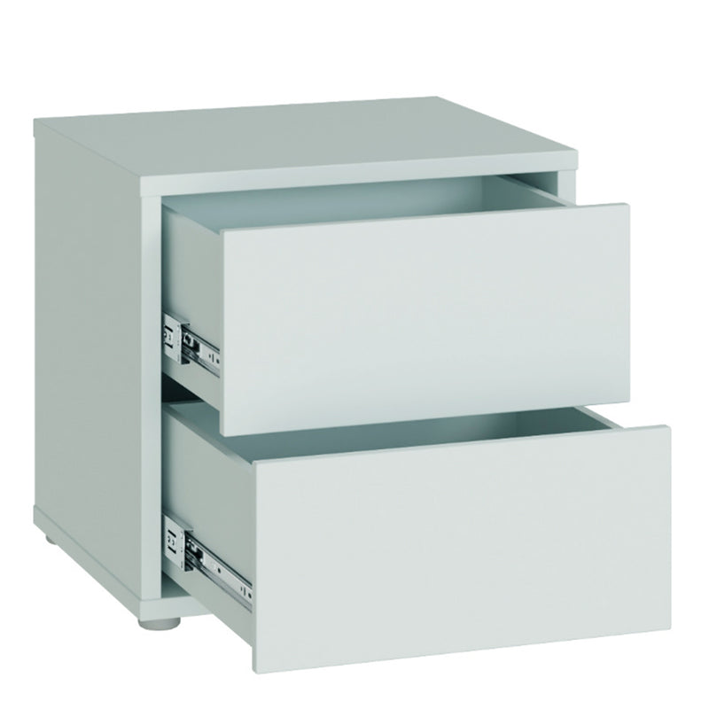 Alice Springs Low Bedside Cabinet with 2 Drawers Push-to-Open in Light Grey – image 4