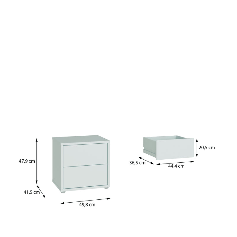 Alice Springs Low Bedside Cabinet with 2 Drawers Push-to-Open in Light Grey – image 7