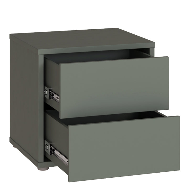 Alice Springs Low Bedside Cabinet with 2 Drawers Push-to-Open in Sage Green – image 4