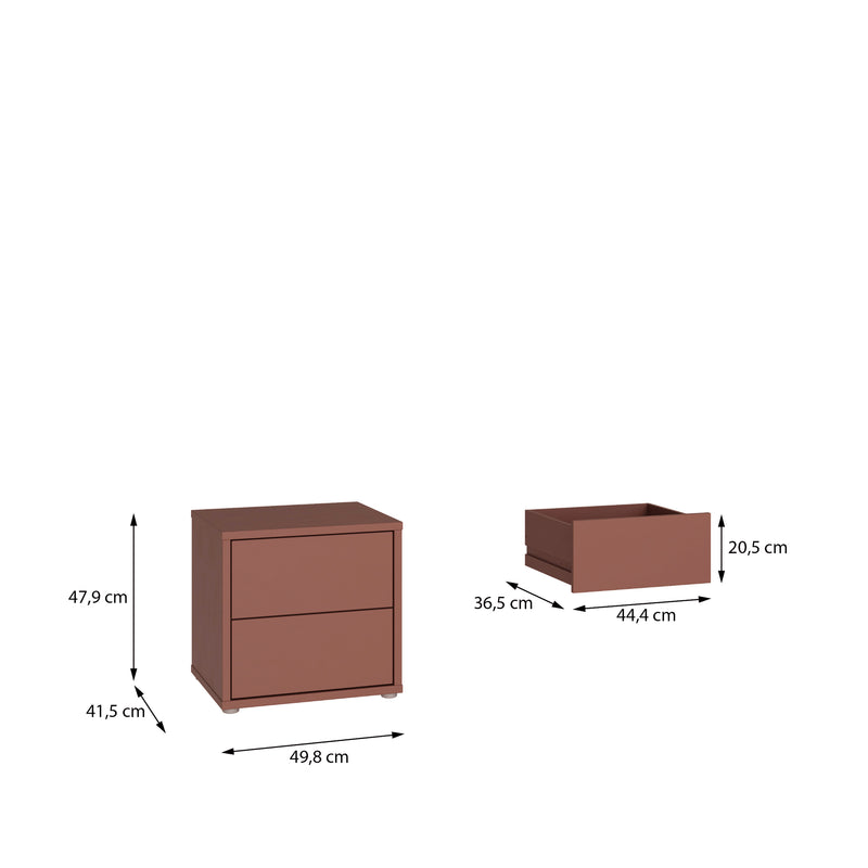 Alice Springs Low Bedside Cabinet with 2 Drawers Push-to-Open in Terracotta – image 7