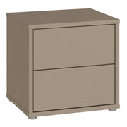 Alice Springs Low Bedside Cabinet with 2 Drawers Push-to-Open in Taupe – image 1
