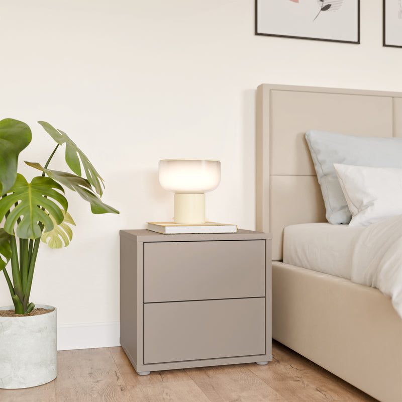 Alice Springs Low Bedside Cabinet with 2 Drawers Push-to-Open in Taupe – image 6