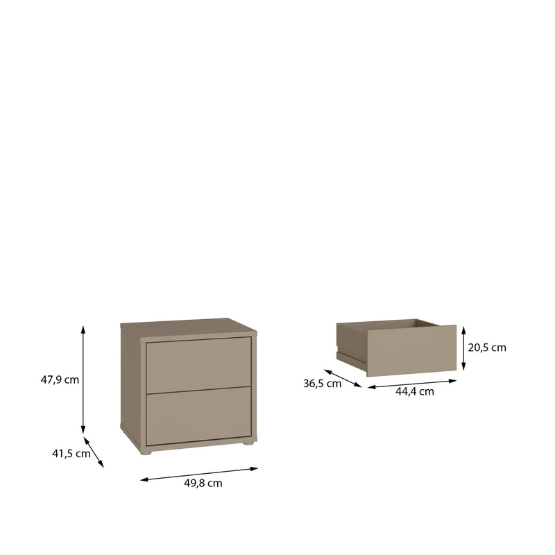 Alice Springs Low Bedside Cabinet with 2 Drawers Push-to-Open in Taupe – image 7