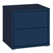Alice Springs Low Bedside Cabinet with 2 Drawers Push-to-Open in Night Blue – image 1
