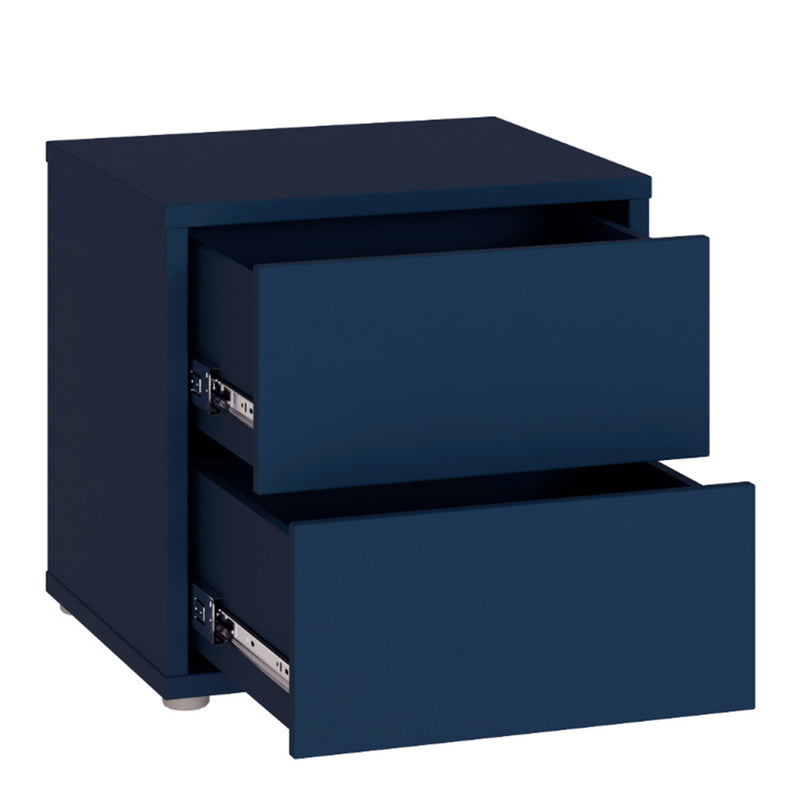 Alice Springs Low Bedside Cabinet with 2 Drawers Push-to-Open in Night Blue – image 4