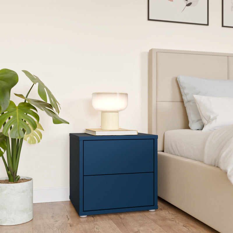 Alice Springs Low Bedside Cabinet with 2 Drawers Push-to-Open in Night Blue – image 6