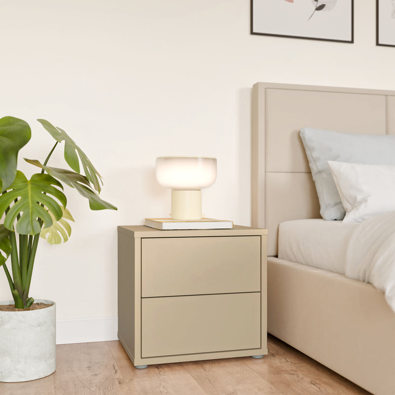 Alice Springs Low Bedside Cabinet with 2 Drawers Push-to-Open in Butter Yellow – image 6