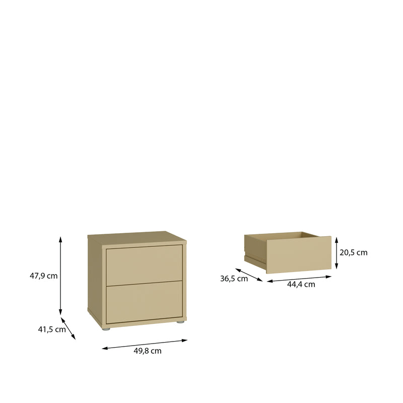 Alice Springs Low Bedside Cabinet with 2 Drawers Push-to-Open in Butter Yellow – image 8