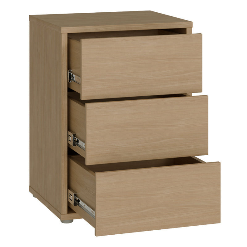 Alice Springs Bedside Cabinet with 3 Drawers Push-to-Open in Elegancia Oak – image 4