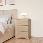 Alice Springs Bedside Cabinet with 3 Drawers Push-to-Open in Elegancia Oak – image 6