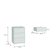 Alice Springs Bedside Cabinet with 3 Drawers Push-to-Open in Light Grey – image 7