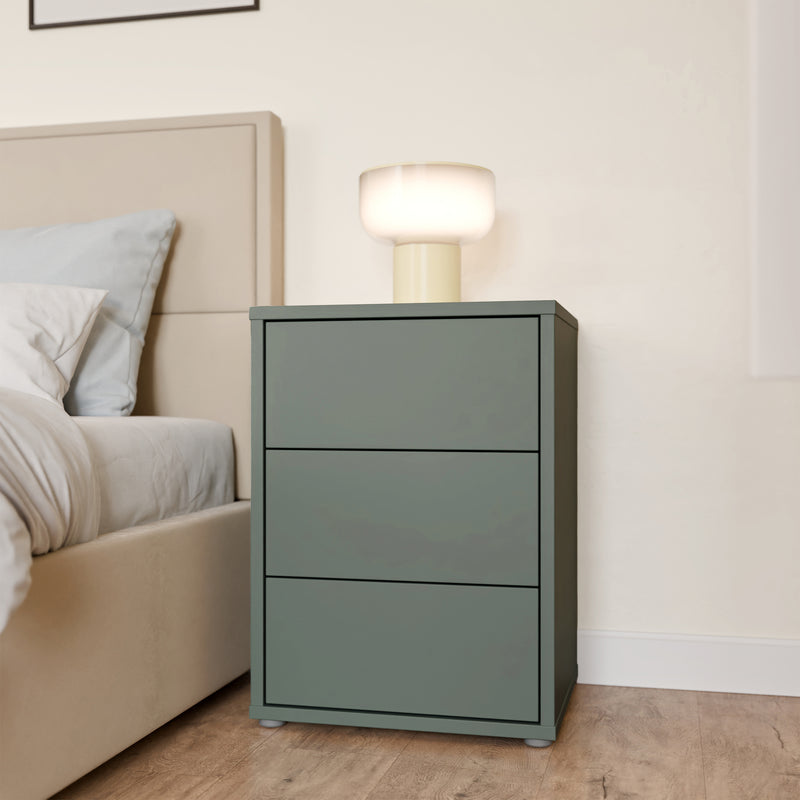 Alice Springs Bedside Cabinet with 3 Drawers Push-to-Open in Sage Green – image 6