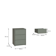 Alice Springs Bedside Cabinet with 3 Drawers Push-to-Open in Sage Green – image 7