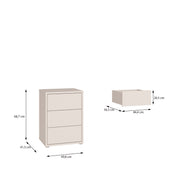 Alice Springs Bedside Cabinet with 3 Drawers Push-to-Open in Sand – image 7