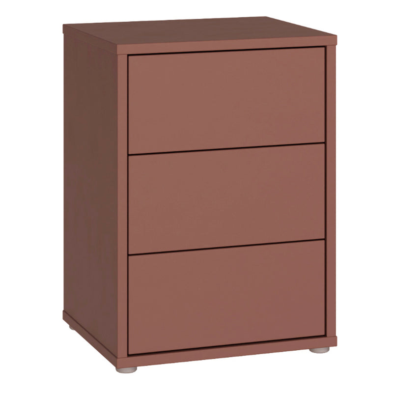 Alice Springs Bedside Cabinet with 3 Drawers Push-to-Open in Terracotta – image 1