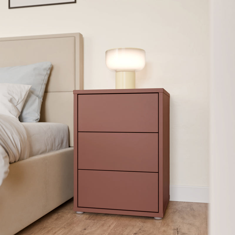 Alice Springs Bedside Cabinet with 3 Drawers Push-to-Open in Terracotta – image 6