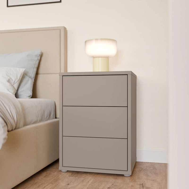 Alice Springs Bedside Cabinet with 3 Drawers Push-to-Open in Taupe – image 6