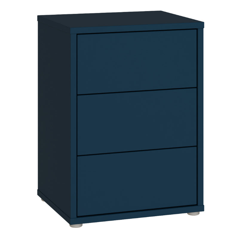 Alice Springs Bedside Cabinet with 3 Drawers Push-to-Open in Night Blue – image 1
